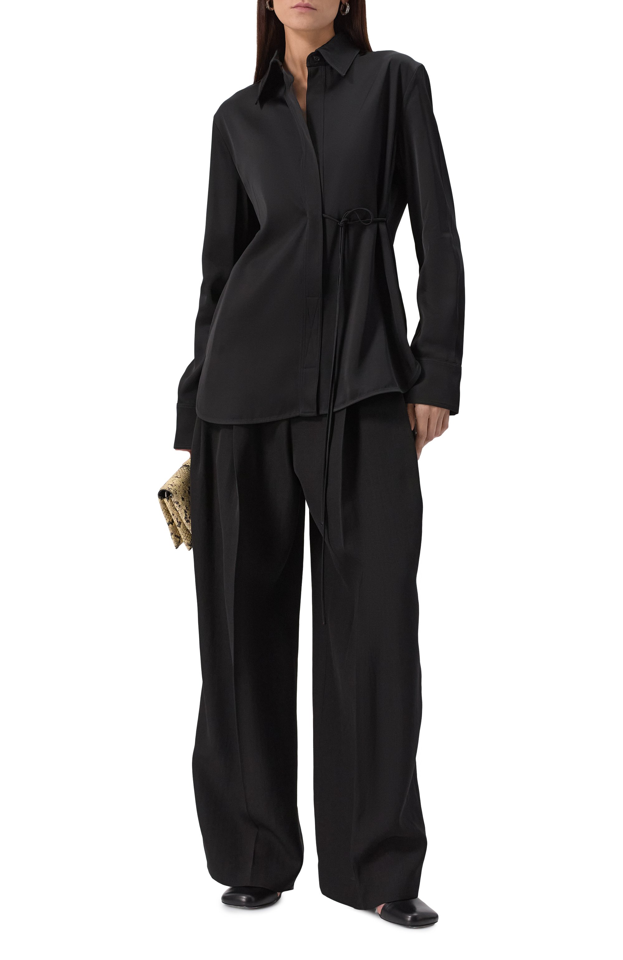 Брюки из вискозы и шелка JIL SANDER черного цвета по цене 259500 руб., арт. J03KA0292/J65005, фото 2 Брюки из вискозы и шелка JIL SANDER, арт. J03KA0292/J65005, фото 2