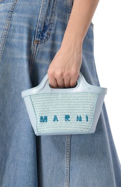 Женская сумка tropicalia micro MARNI голубо�го цвета, арт. BMMP0067Q0/P3860 | Фото 2 (Размер: mini; Драгоценные камни: Проставлено; Ремень/цепочка: На ремешке; Материал сплава: Проставлено; Материал: Текстиль)