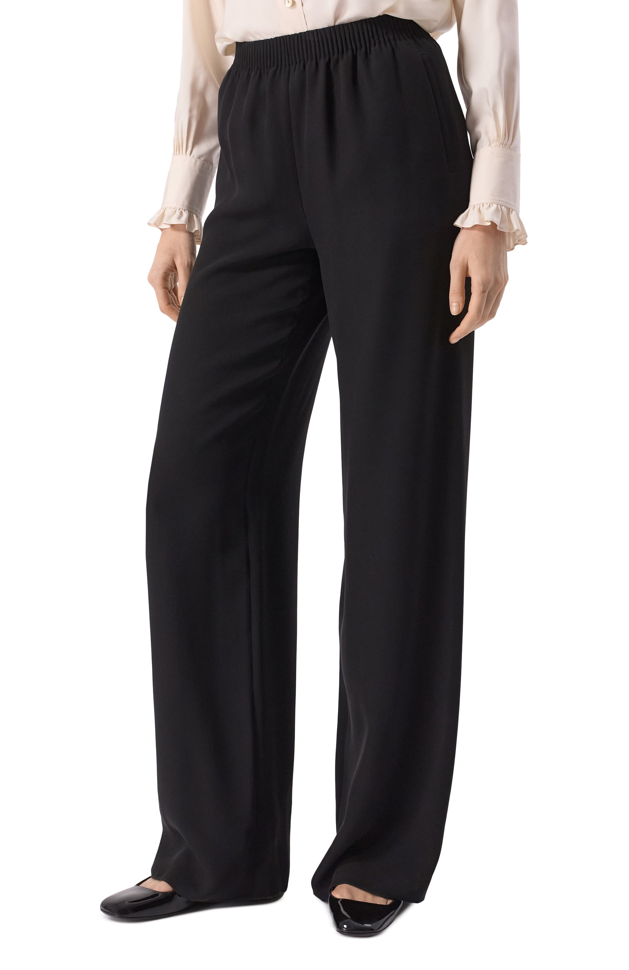 Шелковые брюки VALENTINO черного цвета по цене 260500 руб., арт. 6B3RB6861MM, фото 3 Шелковые брюки VALENTINO, арт. 6B3RB6861MM, фото 3