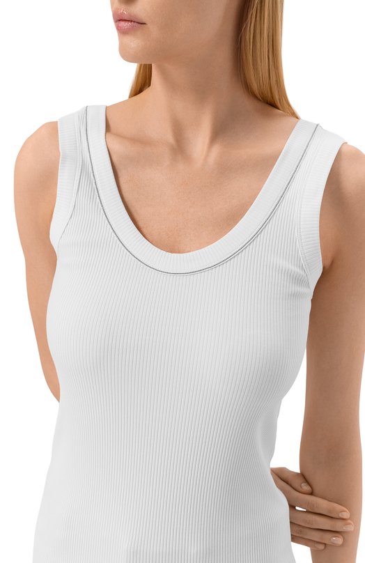 Хлопковая майка Brunello Cucinelli MG902FP100 Белый  MG902FP100 Фото 5