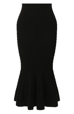 Женская шерстяная юбка ALEXANDER MCQUEEN черного цвета, арт. 585181/Q1AB2 | Фото 1 (Материал внешний: Шерсть; Длина Ж (юбки, платья, шорты): Миди; Статус проверки: Проверена категория; Женское Кросс-КТ: Юбка-одежда; Материал сплава: Проставлено; Ювелирные украшения: Назначено; Драгоценные камни: Проставлено)