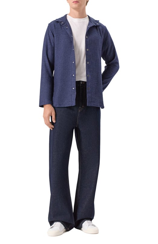 Рубашка из шерсти и шелка Kiton UMCPETEK0119G06 Синий  UMCPETEK0119G06 Фото 2
