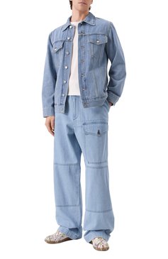 Мужские джинсы DRIES VAN NOTEN голубого цвета, арт. 251-020963-1562 | Фото 2 (Материал внешний: Хлопок, Деним; Длина (брюки, джинсы): Стандартные; Силуэт М (брюки): Широкие; Кросс-КТ: Деним; Детали: Накладные карманы; Стили: Streetwear)