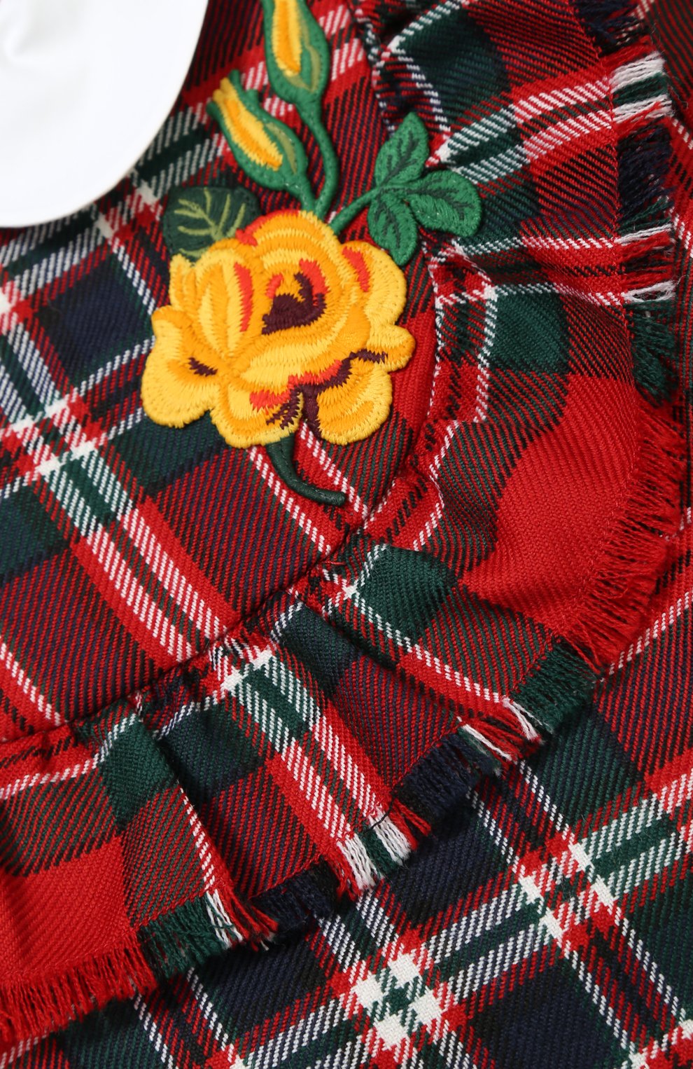 Шерстяное мини-платье в клетку с оборкой и аппликацией GUCCI, арт. 477737/XBB98, фото 3