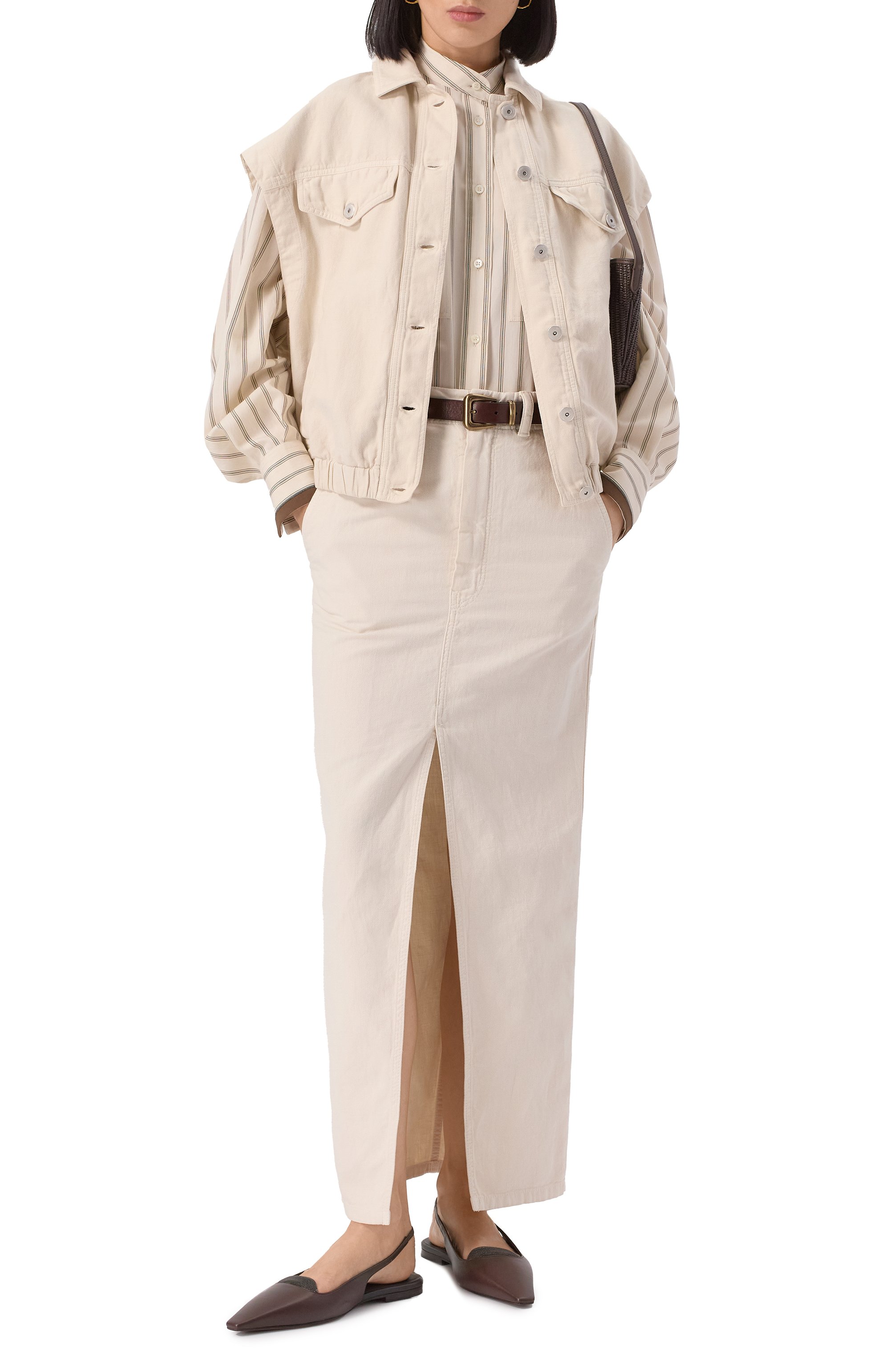 Юбка из хлопка и льна BRUNELLO CUCINELLI, арт. ML996G3822, фото 2