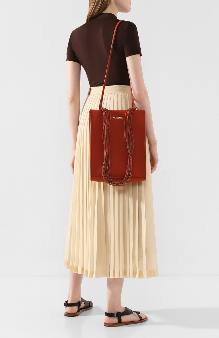 Женская сумка a4 JACQUEMUS оранжевого цвета, арт. 193BA05/71750 | Фото 2 (Материал: Натуральная кожа; Статус проверки: Проверено, Проверена катег�ория; Сумки-технические: Сумки через плечо; Размер: medium; Драгоценные камни: Проставлено; Материал сплава: Проверено, Проставлено)