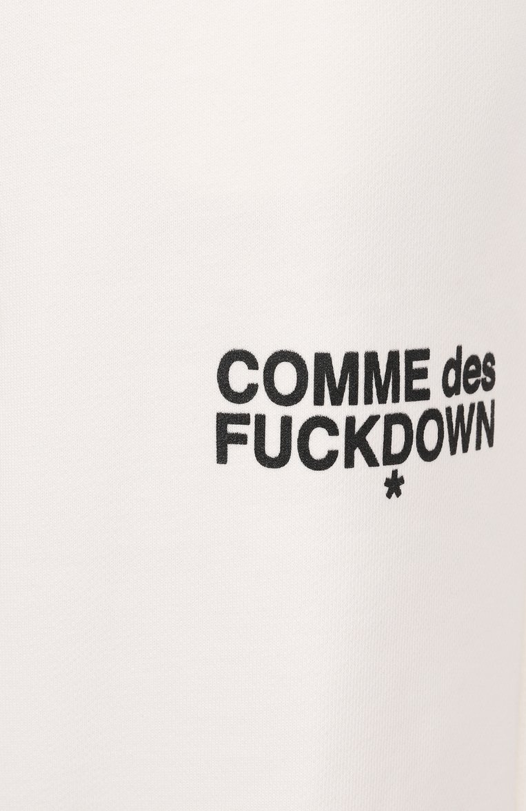 Женские хлопковые джоггеры COMME DES FUCKDOWN белого цвета, арт. CFABW01209 | Фото 6 (Материал внешний: Хлопок; Длина (брюки, джинсы): Стандартные; Женское Кросс-КТ: Джоггеры - брюки; Стили: Спорт-шик)