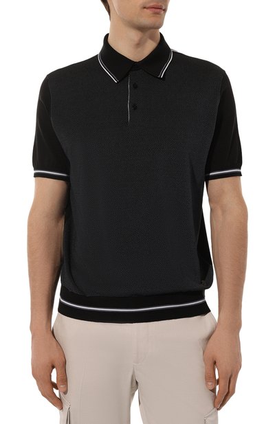 Поло из шелка и хлопка STEFANO RICCI темно-синего цвета по цене 108000 руб., арт. K818044P13/F23172, фото 3 Поло из шелка и хлопка STEFANO RICCI, арт. K818044P13/F23172, фото 3