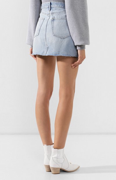 Джинсовая юбка FRAME DENIM голубого цвета по цене 17950 руб., арт. LMSKSF385, фото 4 Джинсовая юбка FRAME DENIM, арт. LMSKSF385, фото 4