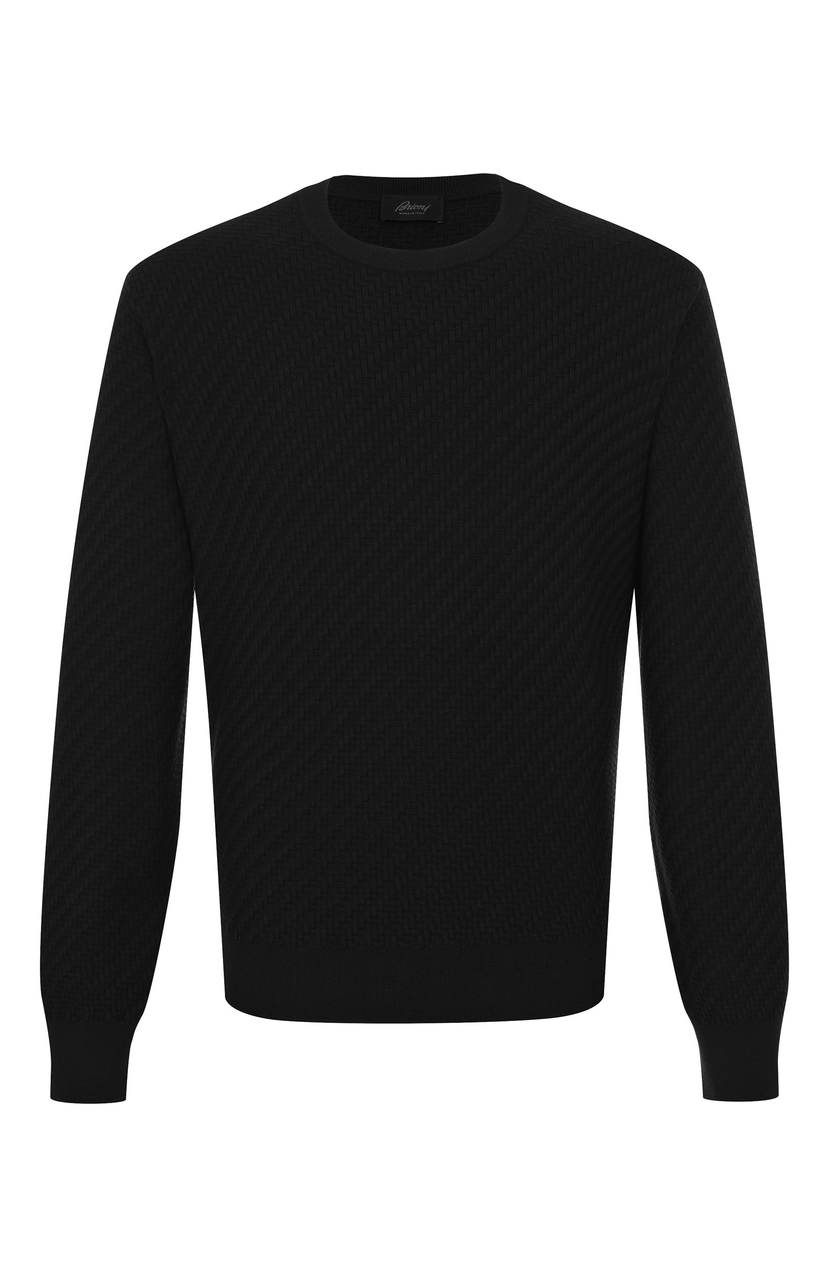 Джемпер из хлопка и шелка BRIONI черного цвета по цене 152500 руб., арт. UMQ90L/PAK22, фото 1 Джемпер из хлопка и шелка BRIONI, арт. UMQ90L/PAK22, фото 1