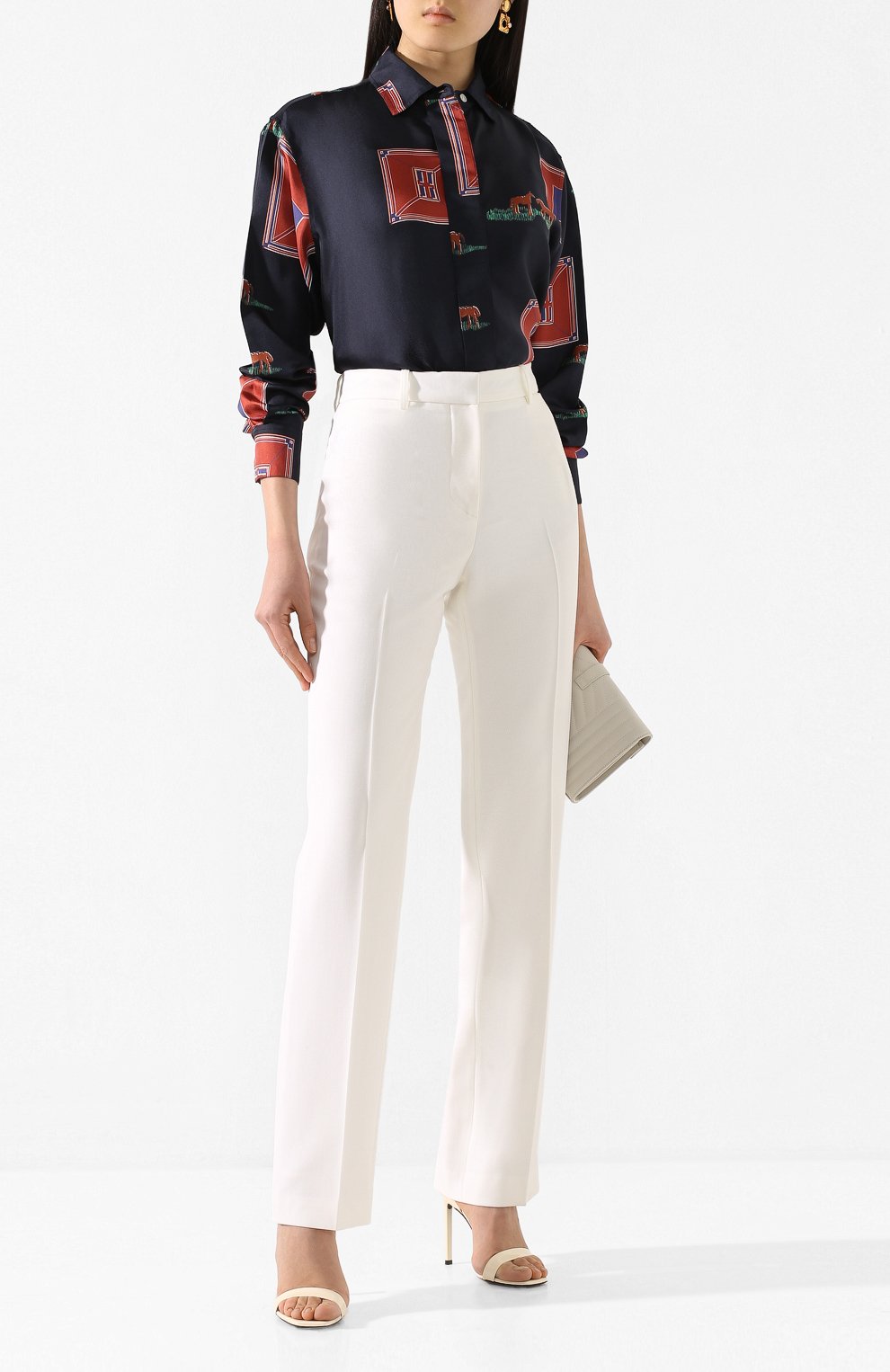 Шерстяные брюки VICTORIA BECKHAM белого цвета по цене 111500 руб., арт. 1220WTR001203F, фото 2 Шерстяные брюки VICTORIA BECKHAM, арт. 1220WTR001203F, фото 2