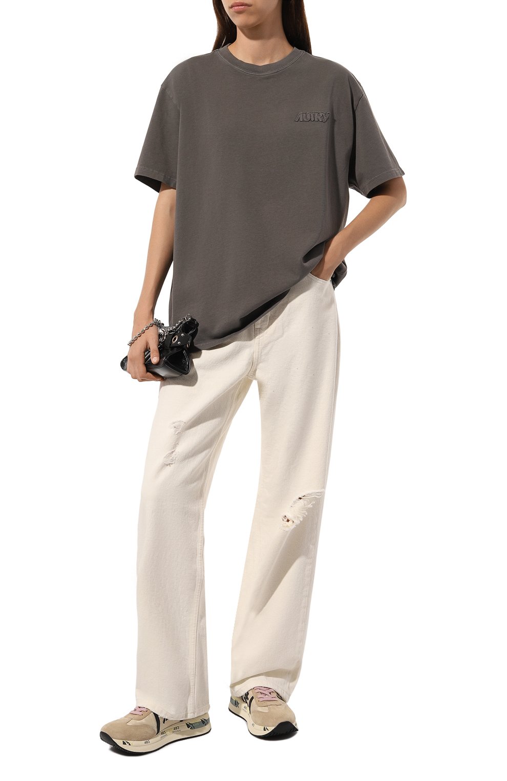 Хлопковая футболка AUTRY серого цвета по цене 13600 руб., арт. A200TSPX120L, фото 2 Хлопковая футболка AUTRY, арт. A200TSPX120L, фото 2