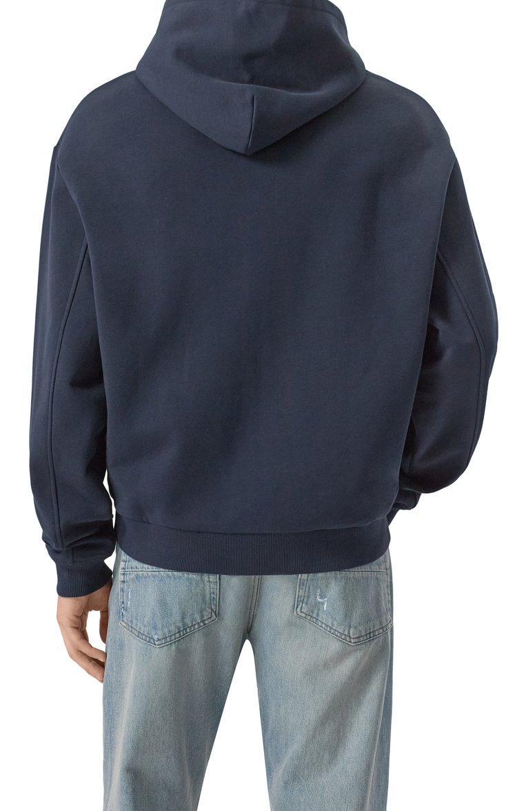 Мужской хлопковое худи MSGM темно-синего цвета, арт. 3840MM116/DA | Фото 4 (Длина (для топов): Стандартные; Рукава: Длинные; Принт: С принтом; Стили: Спорт-шик; Мужское Кросс-КТ: Худи-одежда; Материал внешний: Хлопок)