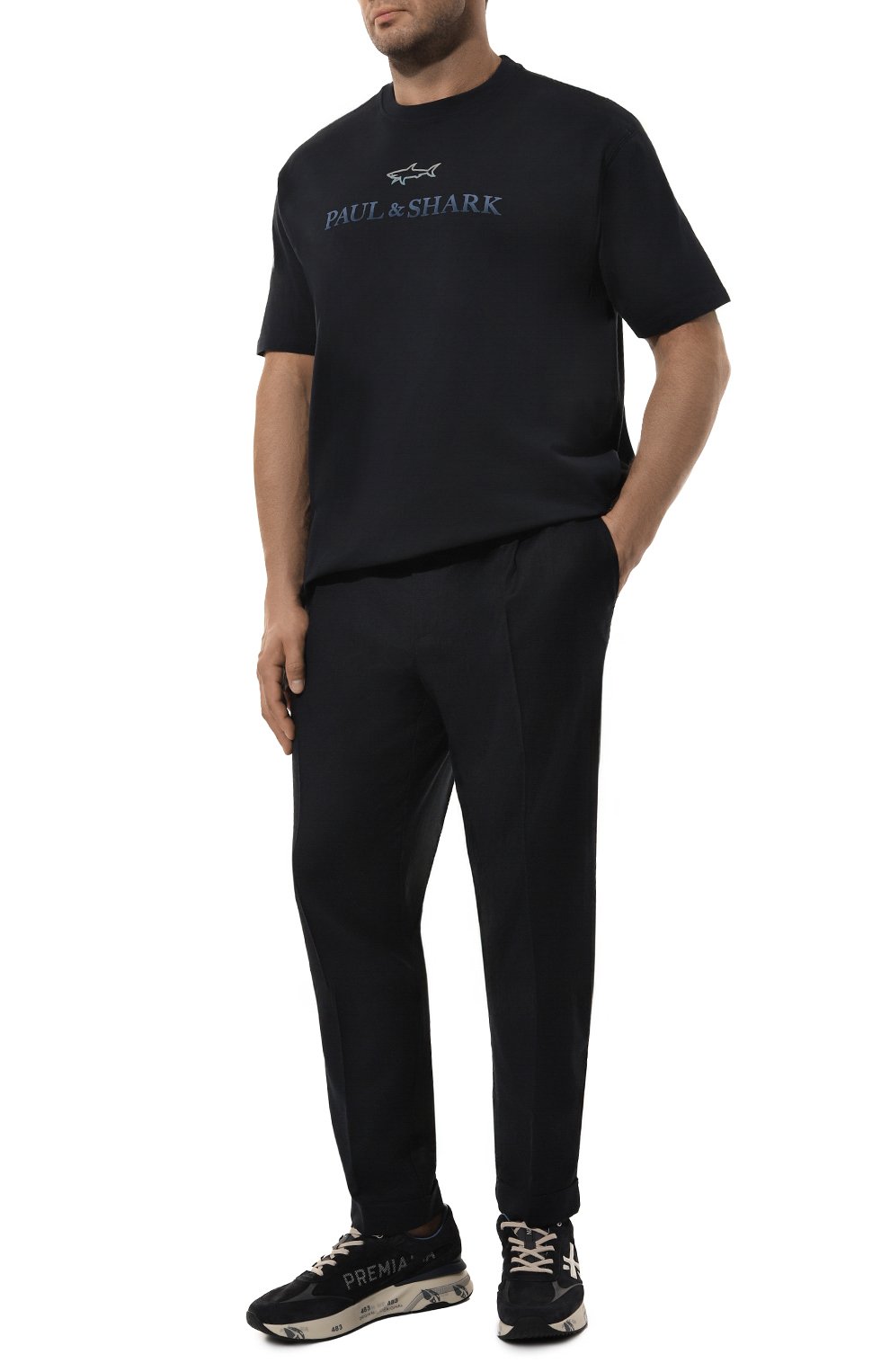 Хлопковая футболка PAUL&SHARK темно-синего цвета по цене 19150 руб., арт. 14311604/3XL, фото 2 Хлопковая футболка PAUL&SHARK, арт. 14311604/3XL, фото 2