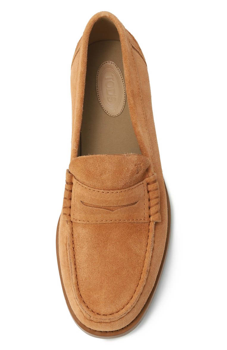 Женские замшевые пенни-лоферы TOD’S коричневого цвета, арт. XXW34L0I011RE0 | Фото 6 (Подошва: Плоская; Каблук высота: Низкий; Материал внутренний: Текстиль; Материал внешний: Натуральная кожа, Замша)