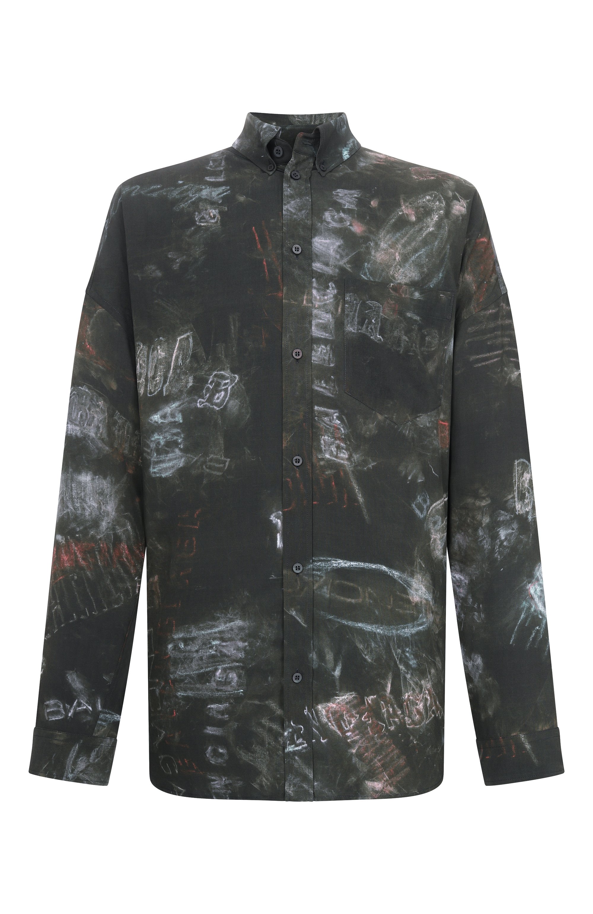 Рубашка из вискозы BALENCIAGA темно-зеленого цвета по цене 163000 руб., арт. 857811/TTL78, фото 1 Рубашка из вискозы BALENCIAGA, арт. 857811/TTL78, фото 1
