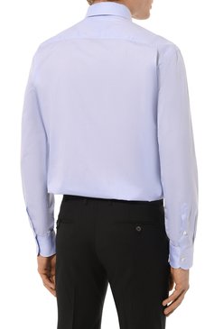 Мужская хлопковая сорочка BRIONI голубого цвета, арт. RCA20L/P90C3 | Фото 5 (Рукава: Длинные; Длина (для топов): Стандартные; Драгоценные камни: Проставлено; Материал сплава: Проставлено; Материал внешний: Хлопок; Манжеты: На пуговицах; Случай: Формальный; Воротник: Кент; Рубашки М: Regular Fit; Принт: Однотонные; Стили: Классический)