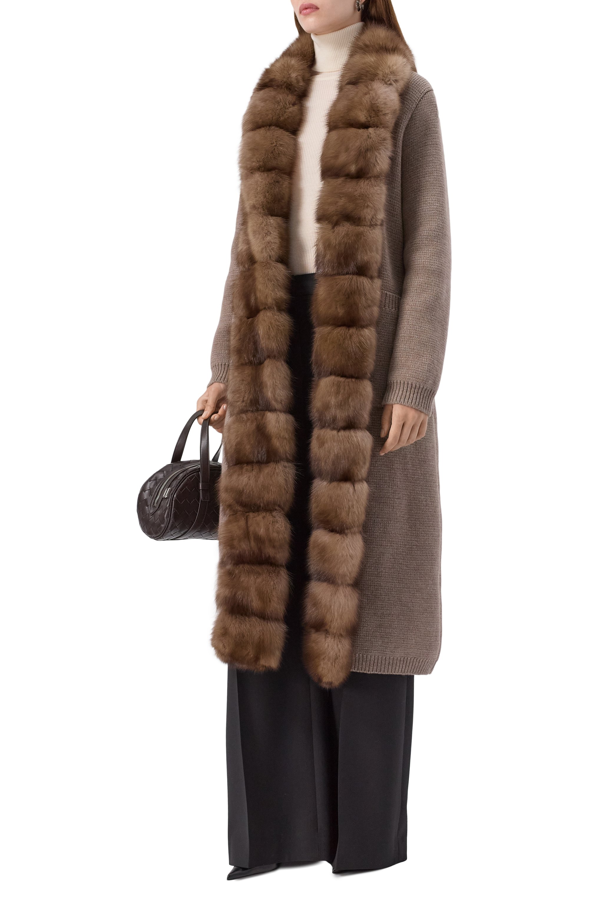 Кардиган из шерсти и кашемира с отделкой из соболя MANZONI24, арт. 25M1427-XZ, фото 2