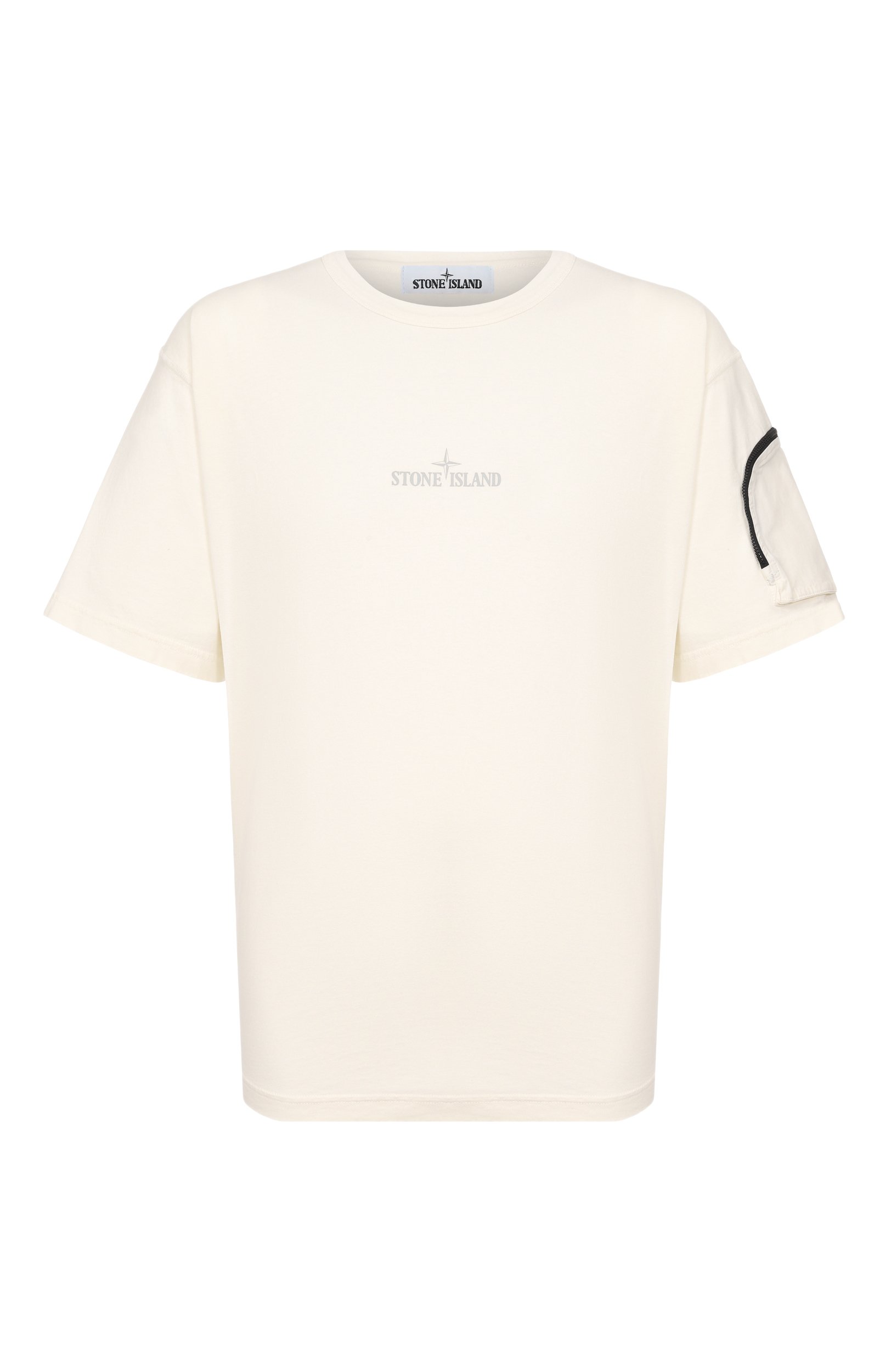 Хлопковая футболка STONE ISLAND кремового цвета по цене 26300 руб., арт. K1S152100004/S0115, фото 1 Хлопковая футболка STONE ISLAND, арт. K1S152100004/S0115, фото 1