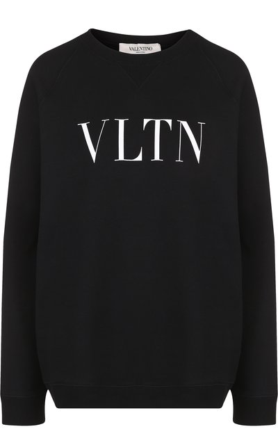 Женский хлопковый пуловер с круглым вырезом и логотипом бренда VALENTINO, арт. QB3MF04S41A