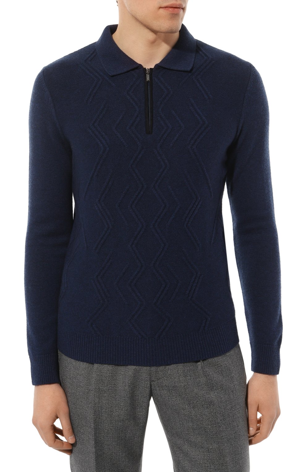 Поло из шерсти и кашемира ZILLI темно-синего цвета по цене 99000 руб., арт. KZP001M0220VMI000, фото 3 Поло из шерсти и кашемира ZILLI, арт. KZP001M0220VMI000, фото 3