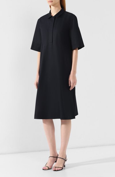 Хлопковое платье JIL SANDER NAVY темно-синего цвета по цене 34750 руб., арт. JNWM5020A/JM2434, фото 3 Хлопковое платье JIL SANDER NAVY, арт. JNWM5020A/JM2434, фото 3