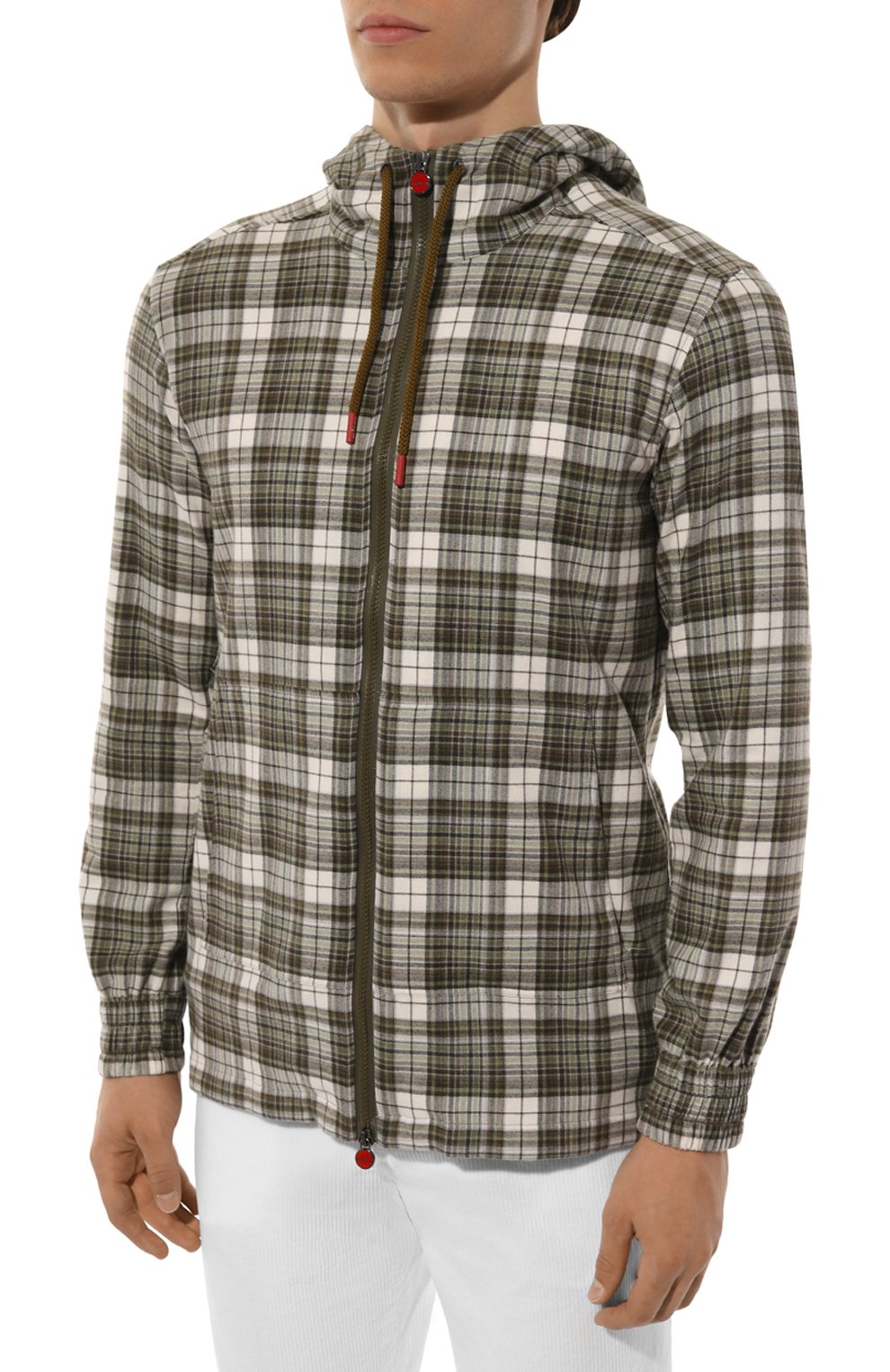 Хлопковая рубашка KITON хаки цвета по цене 108500 руб., арт. UMC010H0907202, фото 3 Хлопковая рубашка KITON, арт. UMC010H0907202, фото 3