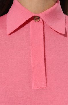 Женское шерстяное поло KITON розового цвета, арт. D57717033 | Фото 5 (Драгоценные камни: Проставлено; Длина (для топов): Стандартные; Материал внешний: Шерсть; Материал сплава: Проставлено; Кросс-КТ: Трикотаж; Рукава: Короткие; Стили: Кэжуэл)