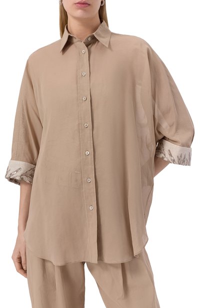 Хлопковая рубашка BRUNELLO CUCINELLI, арт. MH911RH616, фото 3