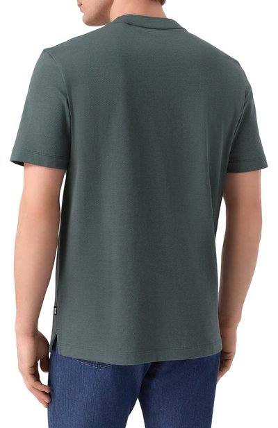 Хлопковая футболка BOSS темно-зеленого цвета по цене 16950 руб., арт. 50555163, фото 4 Хлопковая футболка BOSS, арт. 50555163, фото 4