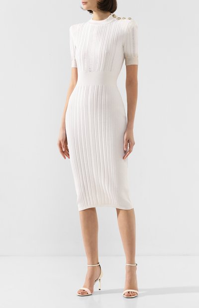 Платье BALMAIN белого цвета по цене 199500 руб., арт. TF16580/K029, фото 3 Платье BALMAIN, арт. TF16580/K029, фото 3