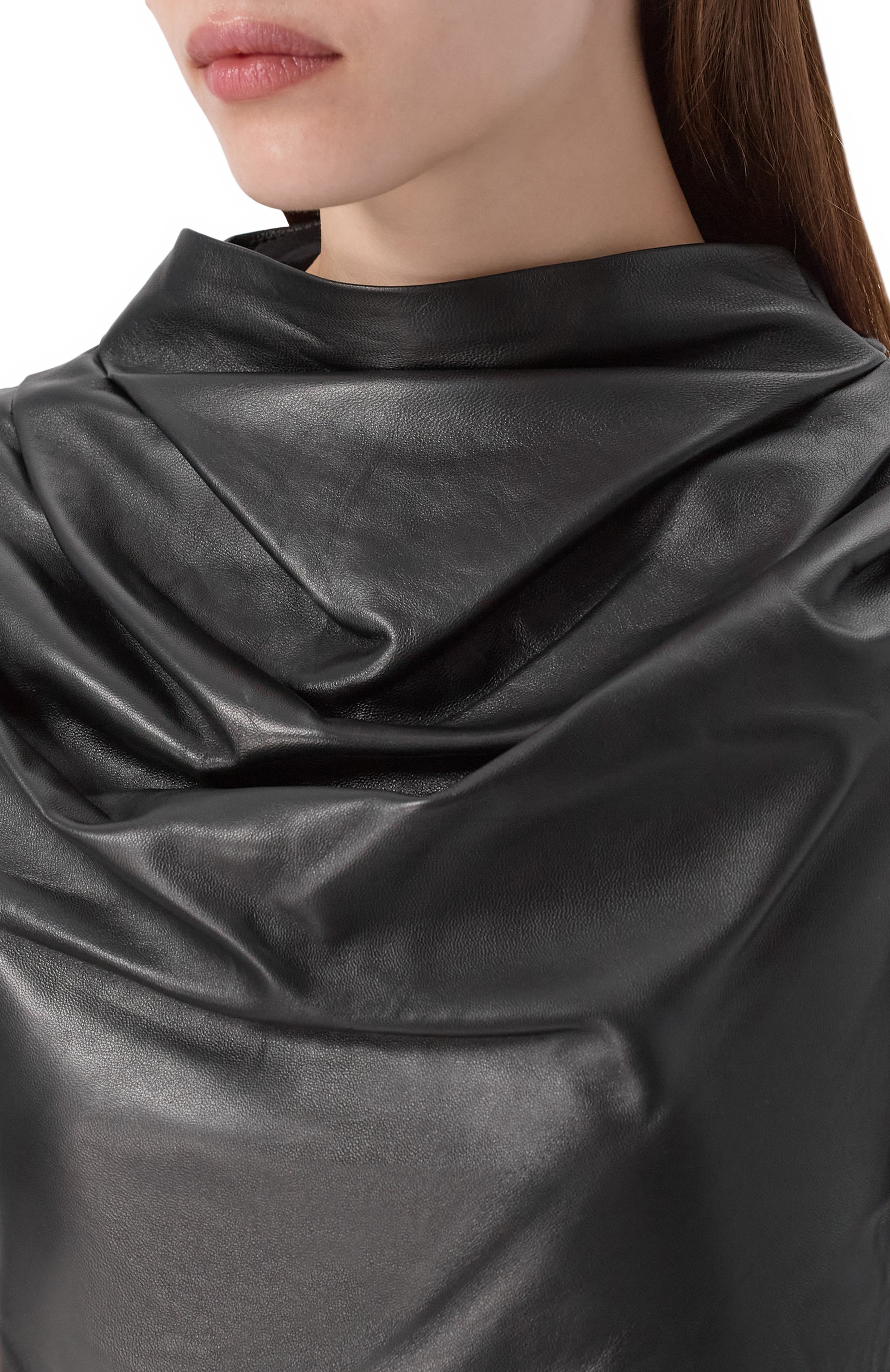 Кожаное платье GIUSEPPE DI MORABITO черного цвета по цене 127500 руб., арт. 05FWDR454P 05351, фото 5 Кожаное платье GIUSEPPE DI MORABITO, арт. 05FWDR454P 05351, фото 5