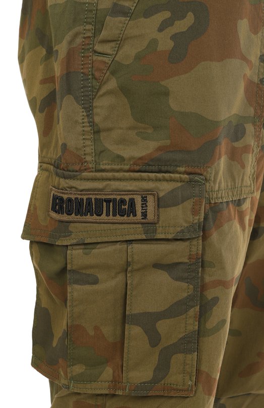 Хлопковые брюки-карго Aeronautica Militare 251PA1653CT3502 Хаки  251PA1653CT3502 Фото 6