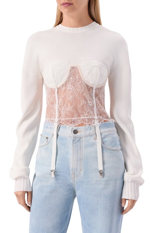 Пуловер из вискозы Giuseppe di Morabito 06PSKNT389 16404 Белый  06PSKNT389 16404 Фото 3