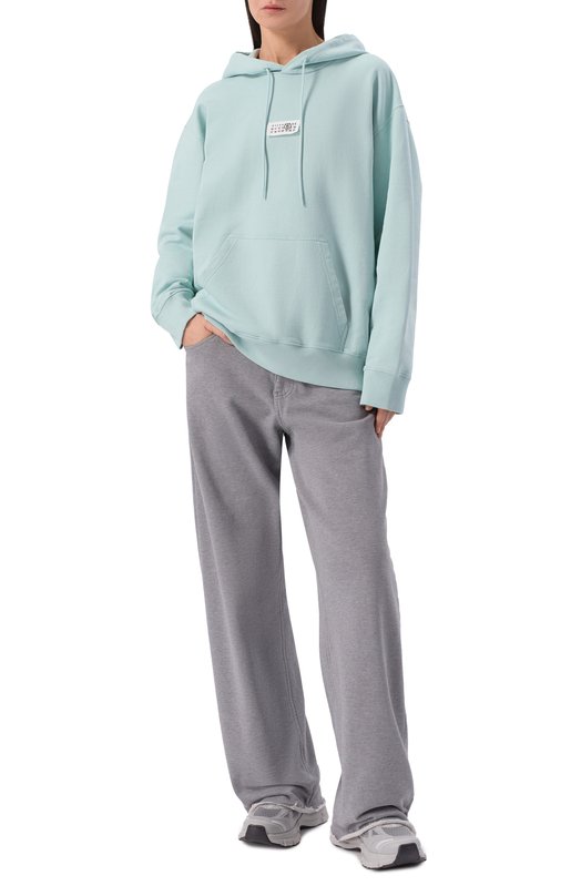 Хлопковое худи MM6 SH0GU0042/M25025 Голубой  SH0GU0042/M25025 Фото 2