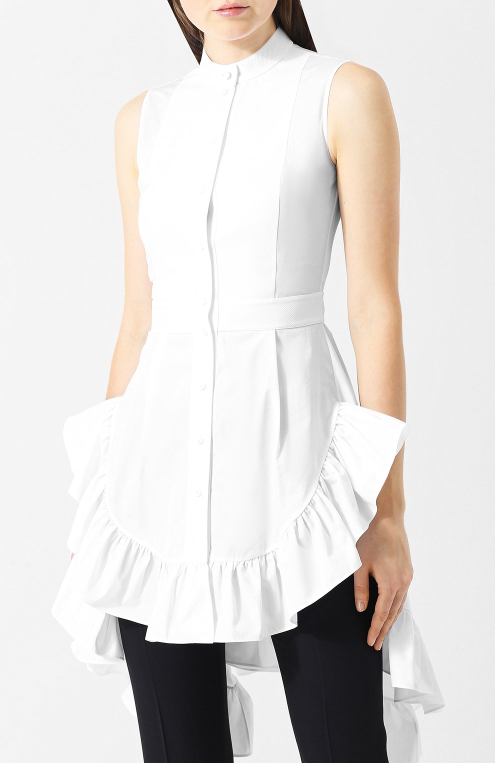 Удлиненный хлопковый топ с баской ALEXANDER MCQUEEN, арт. 525038/QLA03, фото 3