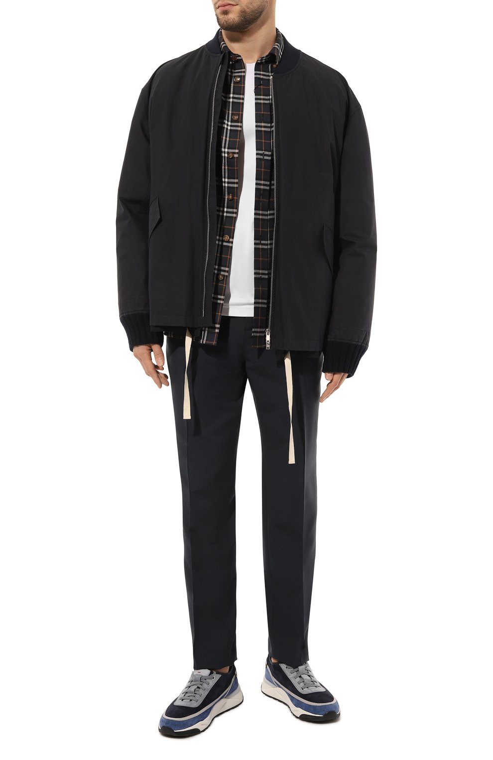 Замшевые кроссовки SANTONI синего цвета по цене 62150 руб., арт. MBI021534BINGSU7U48, фото 2 Замшевые кроссовки SANTONI, арт. MBI021534BINGSU7U48, фото 2