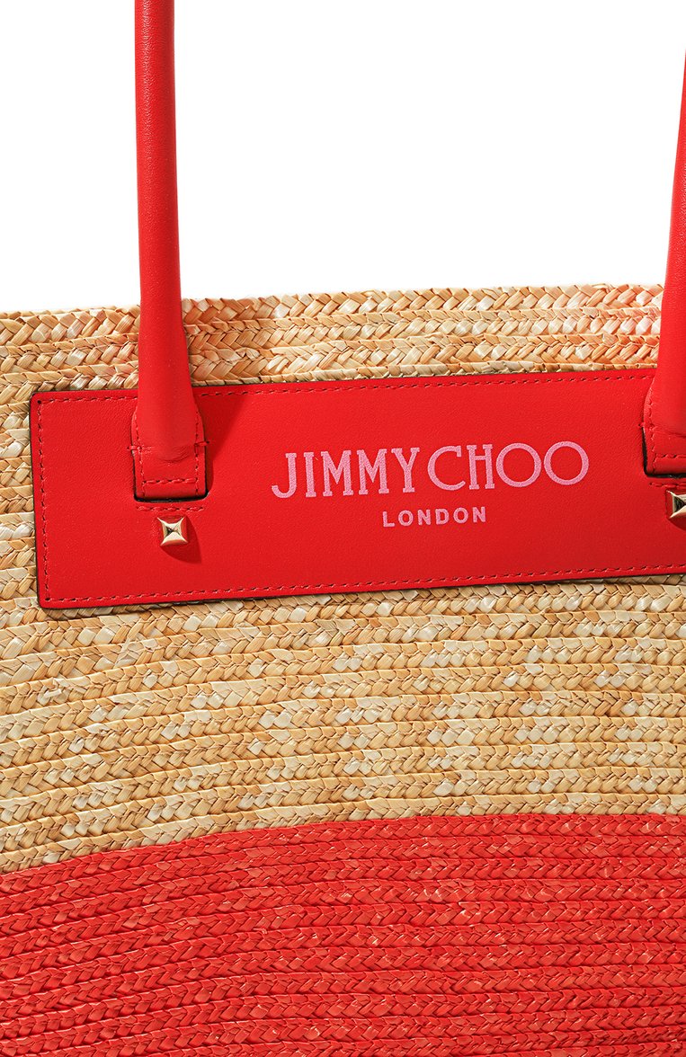 Женская сумка-тоут JIMMY CHOO красного цвета, арт. BEACH BASKET T0TE/M | Фото 3 (Размер: large; Материал: Рафия)