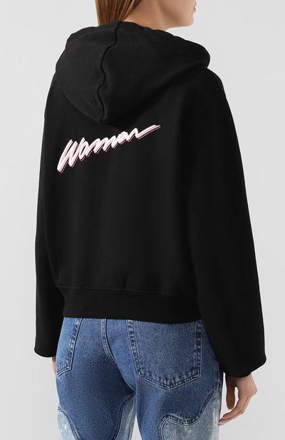 Хлопковое худи OFF-WHITE черного цвета по цене 52350 руб., арт. 0WBB016R200030991001, фото 4 Хлопковое худи OFF-WHITE, арт. 0WBB016R200030991001, фото 4