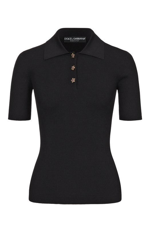Поло из вискозы Dolce & Gabbana FXZ16Z/JFMHG Чёрный FXZ16Z/JFMHG