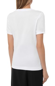 Женская хлопковая футболка DOLCE & GABBANA белого цвета, арт. F8N08Z/GDB0H | Фото 4 (Рукава: Короткие; Длина (для топов): Стандартные; Принт: С принтом; Материал сплава: Проставлено; Материал внешний: Хлопок; Стили: Спорт-шик; Женское Кросс-КТ: Футболка-одежда; Драгоценные камни: Проставлено)