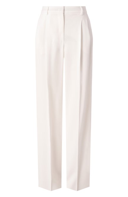 Женские брюки MAX MARA STUDIO белого цвета, арт. NE0TTIA | Фото 1 (Драгоценные камни: Проставлено; Длина (брюки, джинсы): Стандартные; Материал сплава: Проставлено)