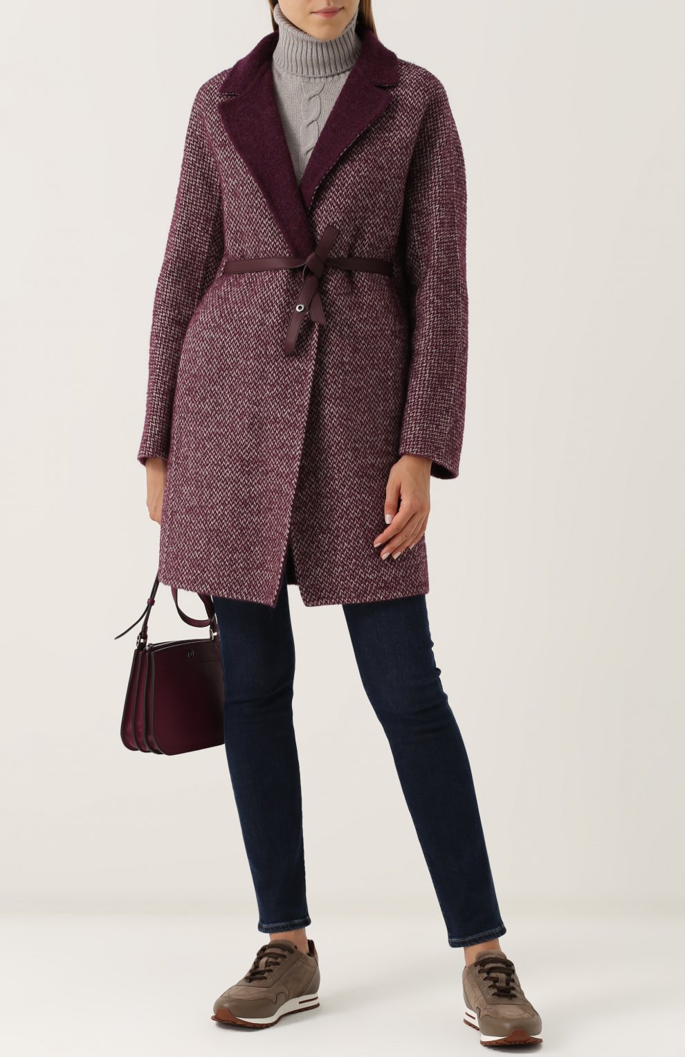 Шерстяное пальто с кожаным поясом LORO PIANA, арт. FAG3295, фото 2