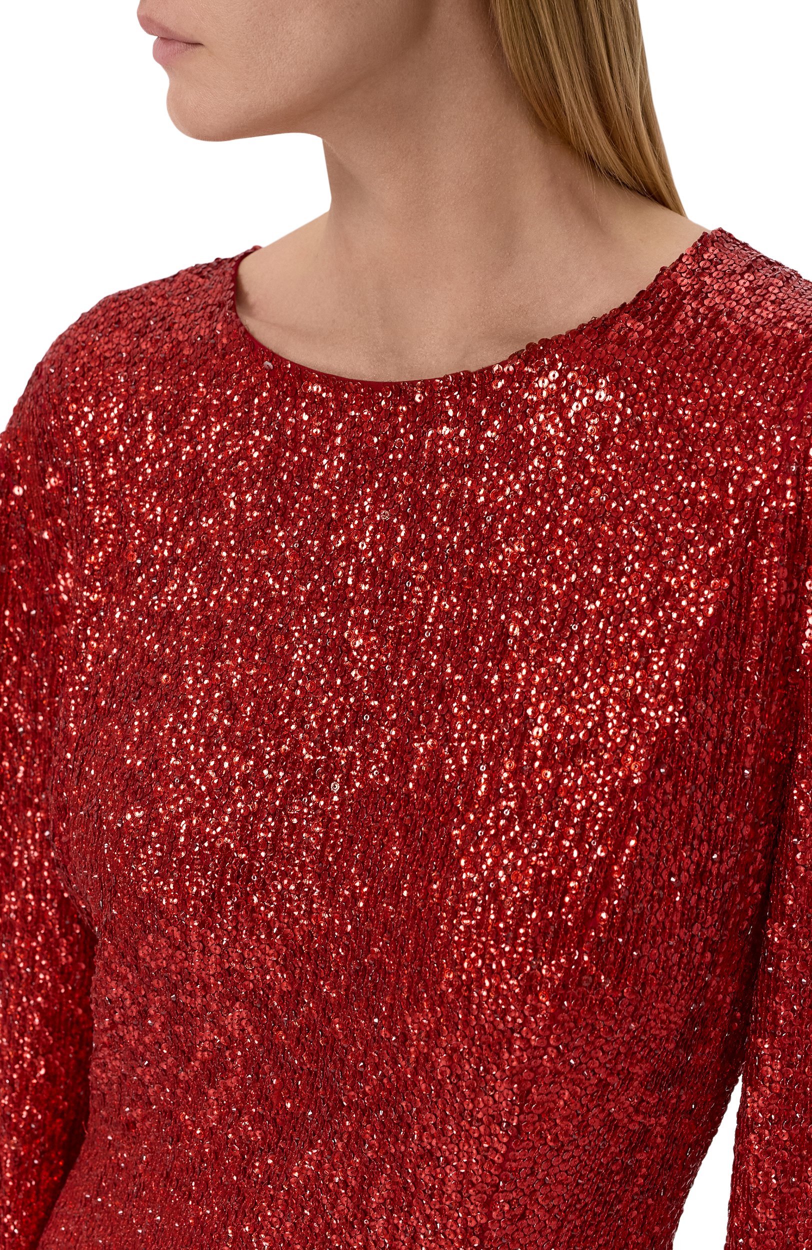 Шелковое платье с отделкой пайетками OSCAR DE LA RENTA, арт. 19PE014SCH/18, фото 4