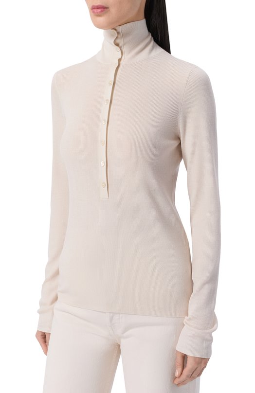 Пуловер из шерсти и шелка 12 STOREEZ 136268 Кремовый  136268 Фото 3