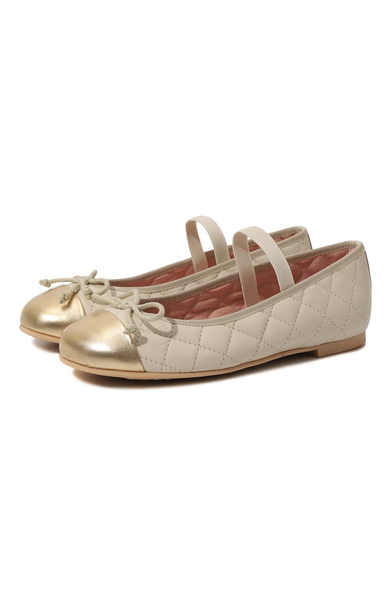 Детские кожаные балетки hannah PRETTY BALLERINAS бежевого цвета, арт. 48405 | Фото 1 (Материал внутренний: Натуральная кожа, Текстиль; Нос: Не проставлено; Материал внешний: Натуральная кожа; Автоматизация состава: Проставлено)