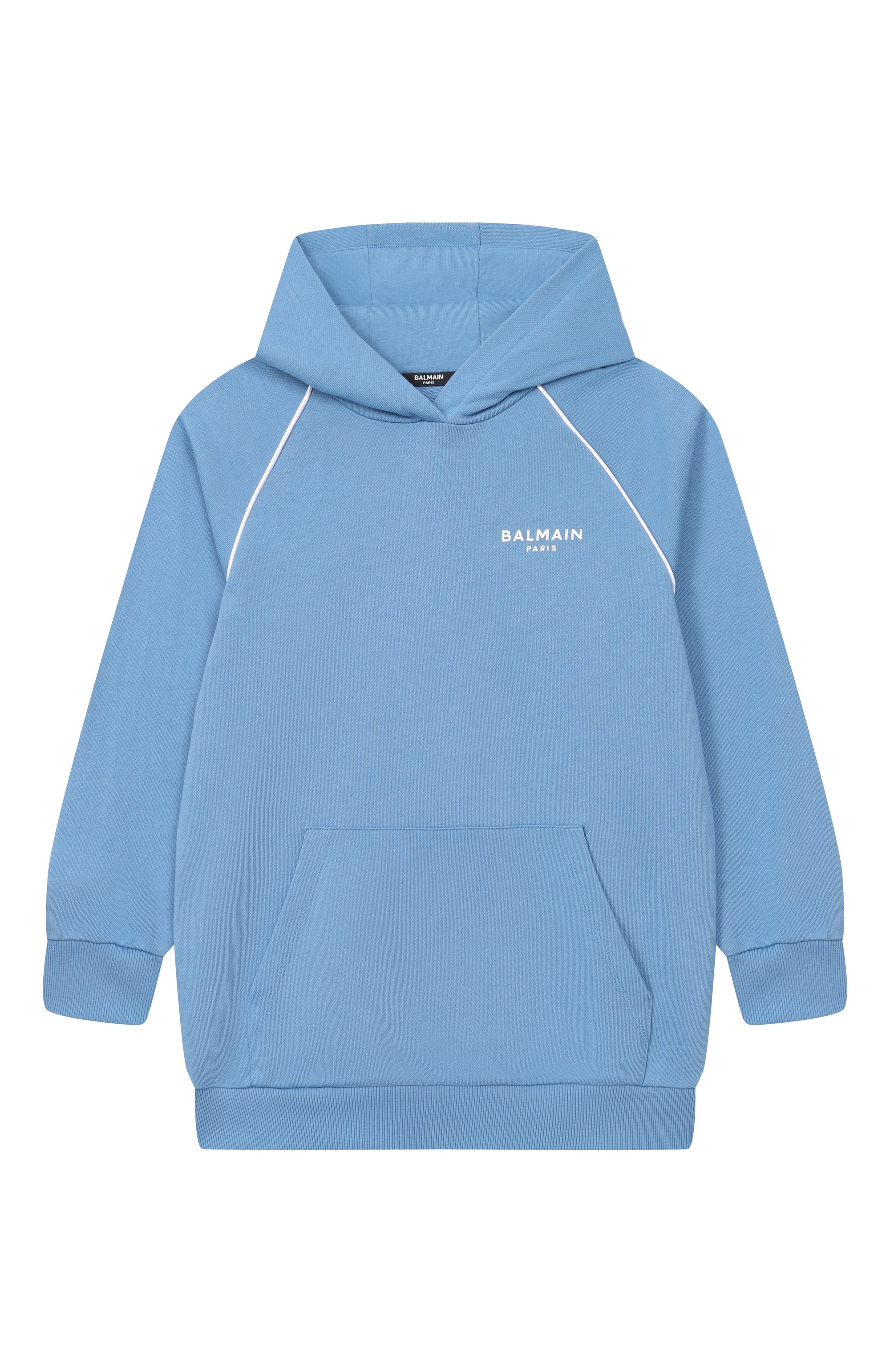 Хлопковое худи BALMAIN голубого цвета по цене 32550 руб., арт. BY4P70, фото 1 Хлопковое худи BALMAIN, арт. BY4P70, фото 1