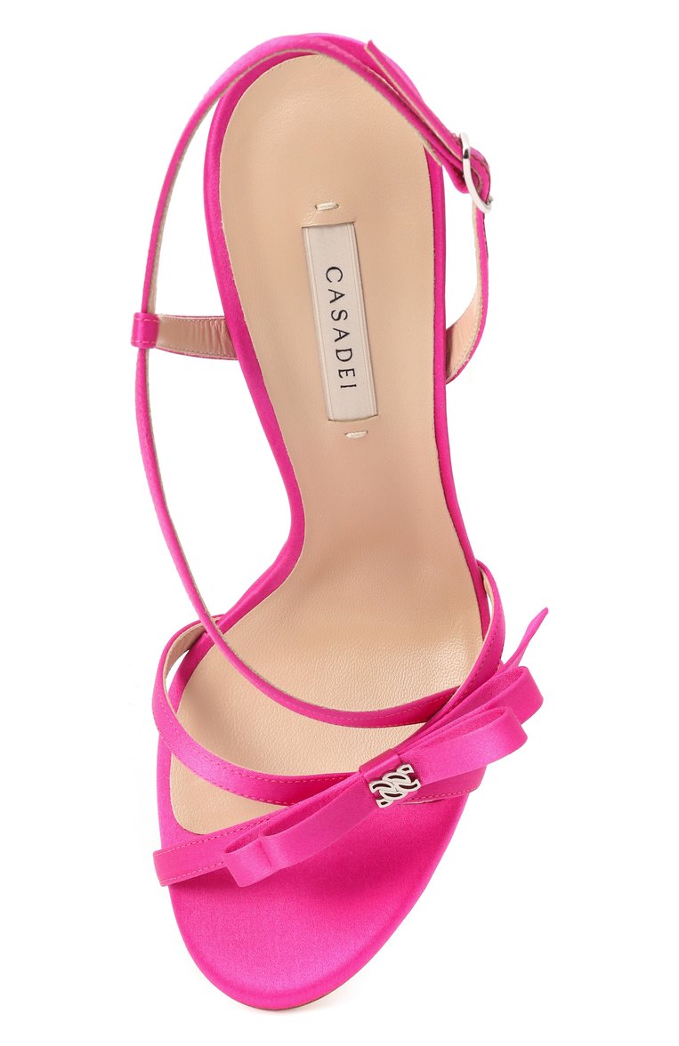 Женские текстильные босоножки julia girly 100 CASADEI розового цвета, арт. 1L300J1001/T0505 | Фото 6 (Материал внешний: Текстиль; Подошва: Плоская; Каблук высота: Высокий; Материал внутренний: Натуральная кожа; Каблук тип: Шпилька)