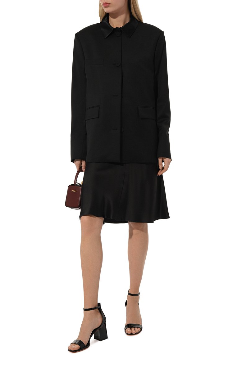Женская юбка STELLA MCCARTNEY черного цвета, арт. 630011/3AU309 | Фото 2 (Материал внешний: Вискоза, Синтетический материал; Стили: Минимализм; Длина Ж (юбки, платья, шорты): До колена)