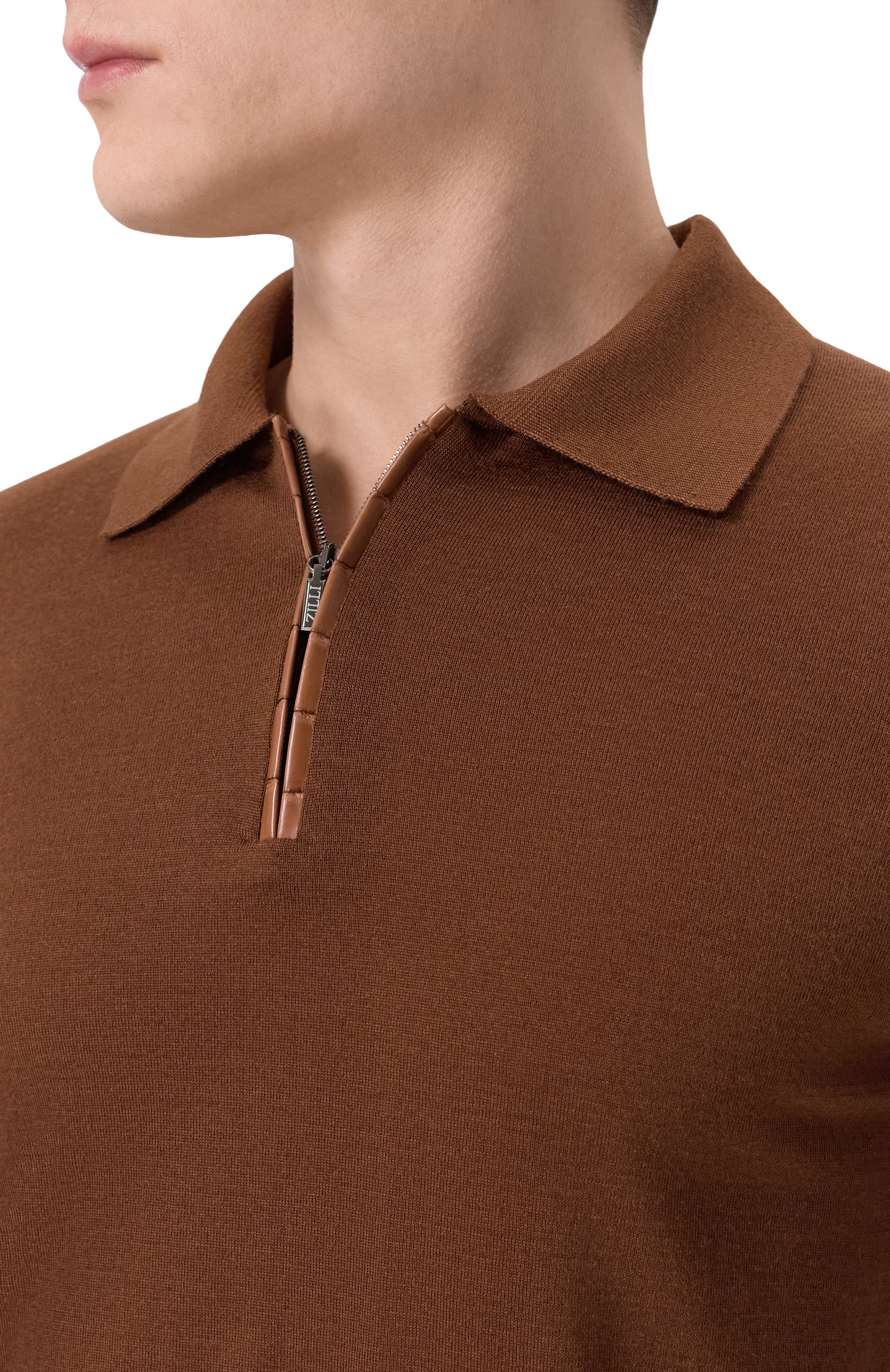 Поло из кашемира и шелка с отделкой из кожи аллигатора ZILLI, арт. KZP001M0340VZL000, фото 5